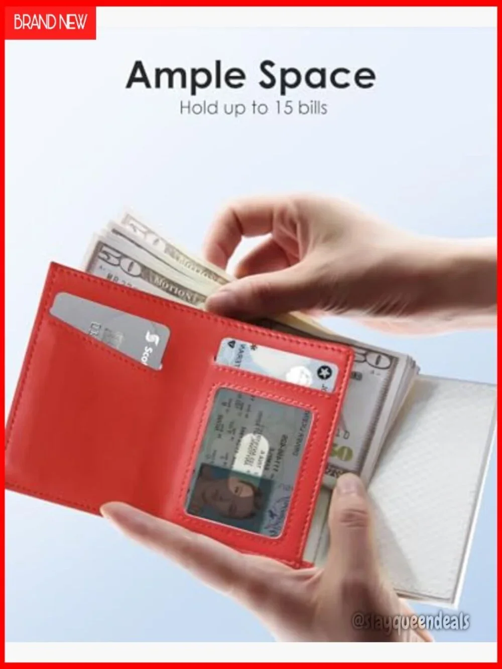 Slim RFID Trifold Wallet for Women, Premium Leather, 9-11 Card Capacity